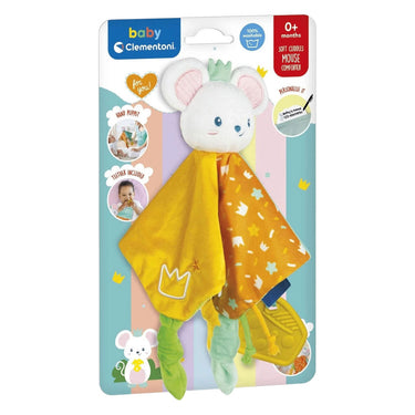 Clementoni knuffeldoekje muis soft cuddles - knuffeldoek met strikjes - wasbaar kraamcadeau jongen of meisje - baby comforter vanaf 0 maanden