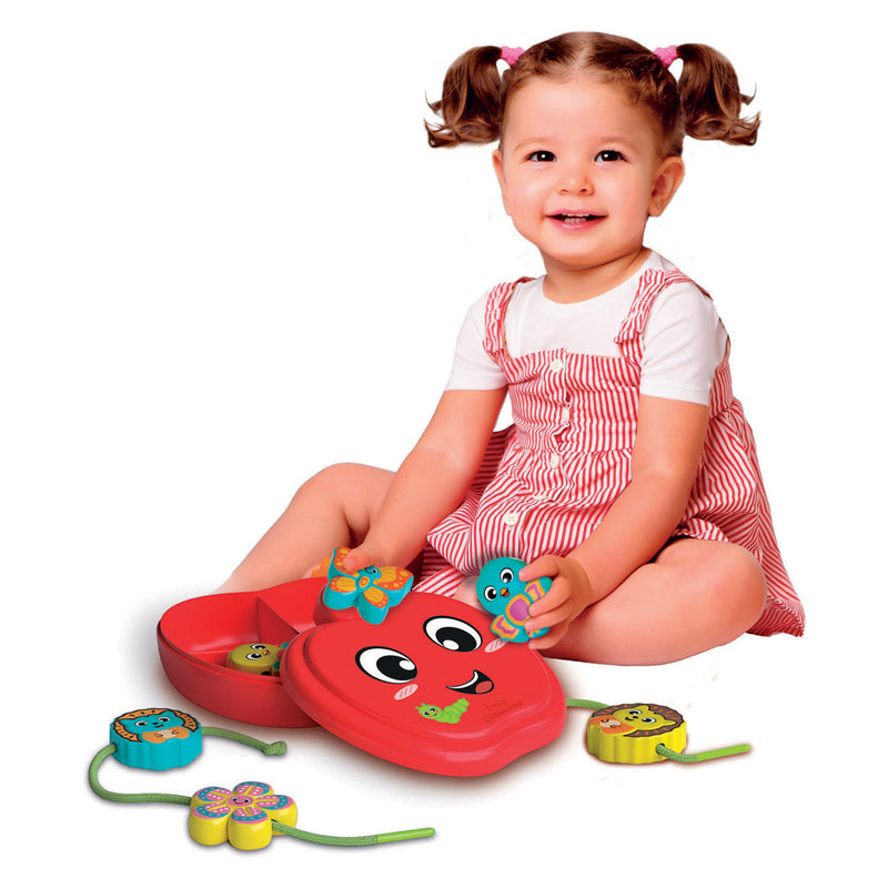 Afbeelding laden in galerijviewer, Clementoni happy apple friends rijgspel - rijgkralen en kralen rijgen voor peuters en kinderen - montessori baby speelgoed - fijne motoriek oefenen

