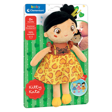 Clementoni zachte knuffelpop kitty kate - knuffel en pop voor baby en peuter - zacht kraamcadeau - wasbaar poppen speelgoed voor de allerkleinsten