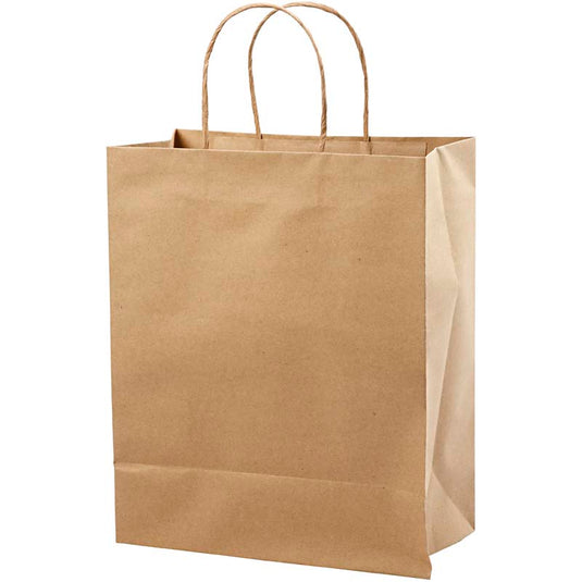 Papieren zakken, h: 33 cm, b: 26x13 cm, 125 gr, bruin, 10 stuk 1 doos