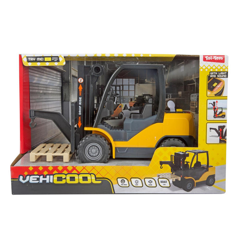 Afbeelding laden in galerijviewer, Toi-toys vehicool vorkheftruck 26cm -frictie +l-g met pallet
