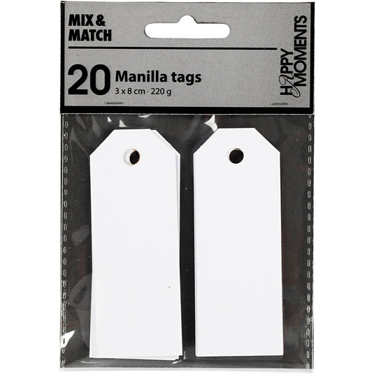 Creativ Company Manilla labels afm. 3x8 cm 220 g wit 20 stuks 1 doos
