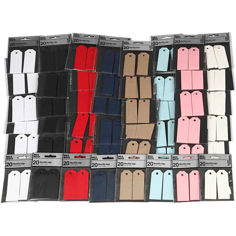 Load image into Gallery viewer, Https: www.cchobby.nl manilla-labels-afm-3x8-cm-220-gr-diverse-kleuren-8x10-doos-1-doos
