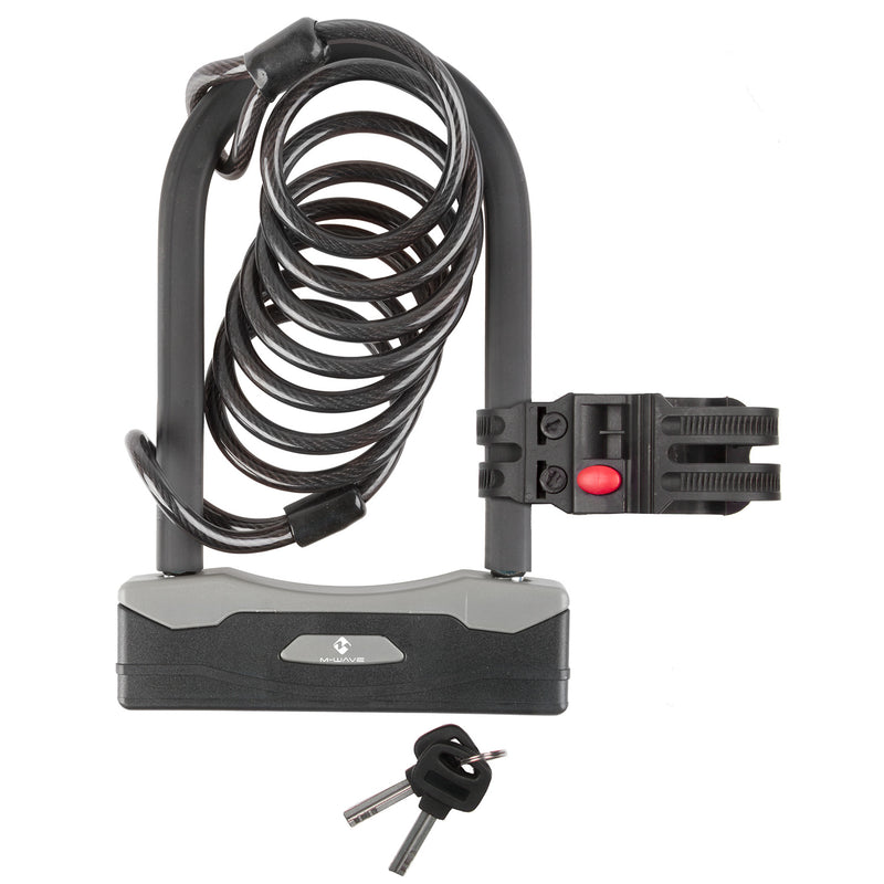 Cargue la imagen en el visor de la galería, M-wave b 247 sc 8.18 l shackle lock with spiral cable
