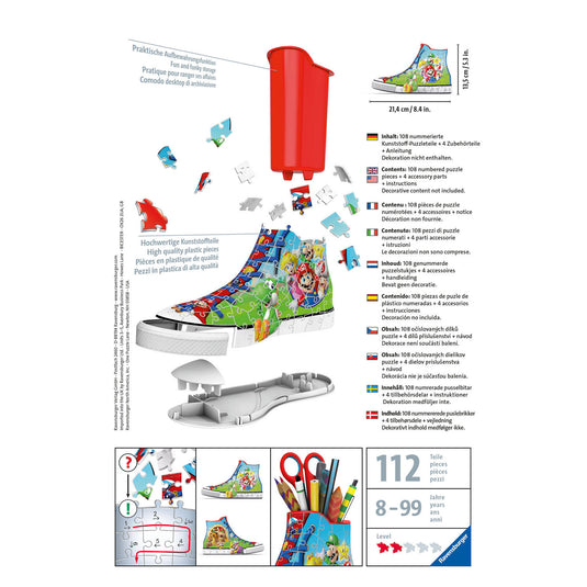 Ravensburger sneaker super mario - 3d puzzel - 108 stukjes