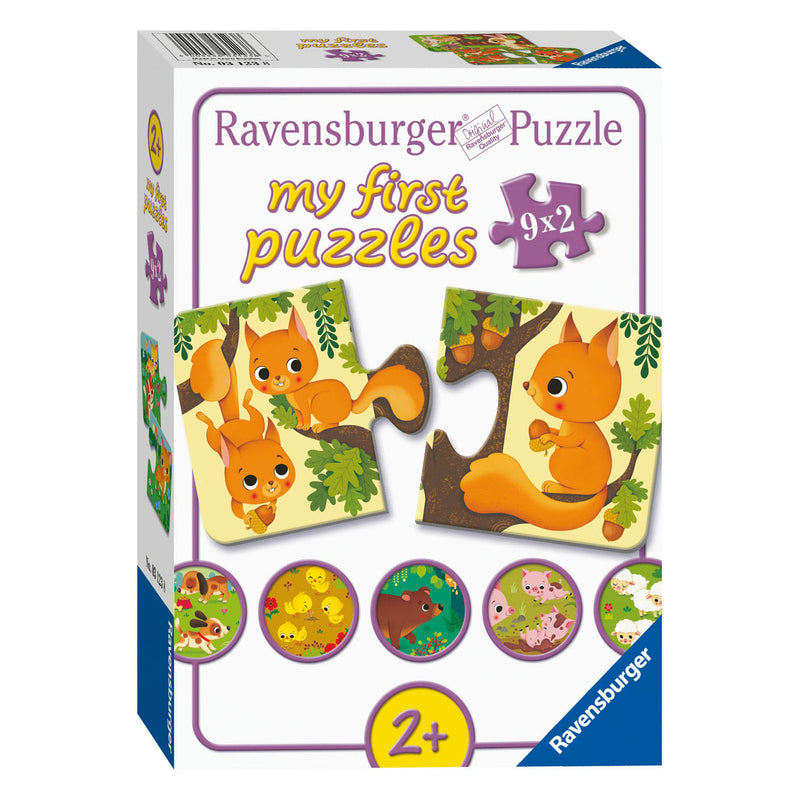 Load image into Gallery viewer, Ravensburger dieren en hun kleintjes puzzel, 9x2st.
