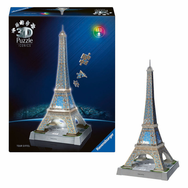 Afbeelding laden in galerijviewer, Ravensburger 3d puzzel iconics eiffeltoren - met licht - 243st.
