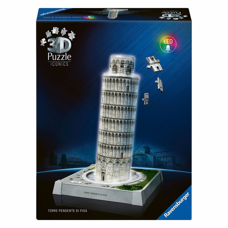 Load image into Gallery viewer, Ravensburger 3d puzzel iconics toren van pisa - met licht - 231st.
