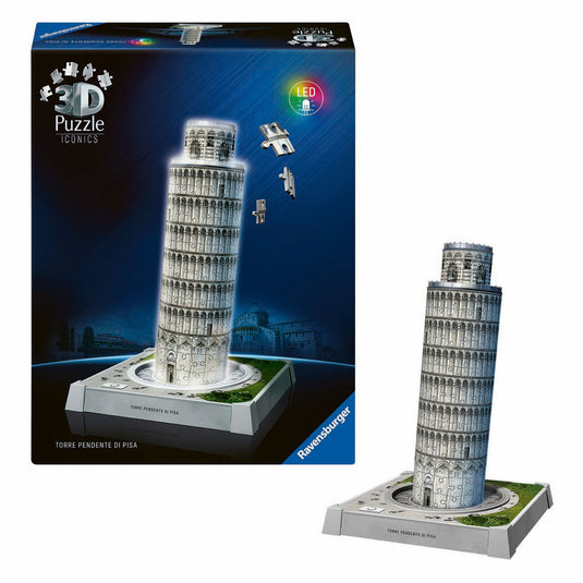 Ravensburger 3d puzzel iconics toren van pisa - met licht - 231st.