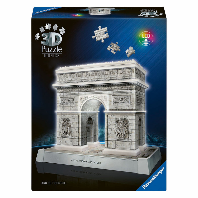 Afbeelding laden in galerijviewer, Ravensburger 3d puzzel iconics arc de triomphe parijs - met licht - 255st.
