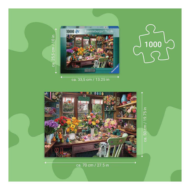 ギャラリービューアに画像をロードする, Ravensburger – my haven no.13: flower arranger – legpuzzel – 1000 stukjes
