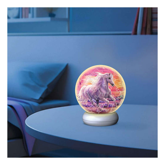 Ravensburger – paarden aan het strand – 3d puzzle-ball nachtlicht – 73 stukjes