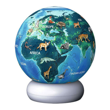 Ravensburger – aarde met diermotieven – 3d puzzle-ball nachtlicht – 73 stukjes