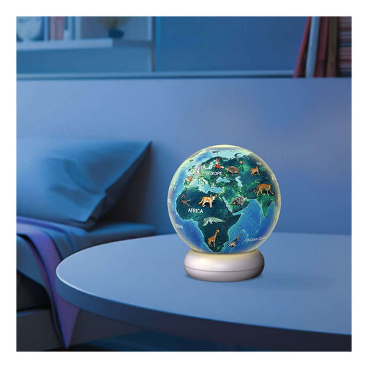 Ravensburger – aarde met diermotieven – 3d puzzle-ball nachtlicht – 73 stukjes