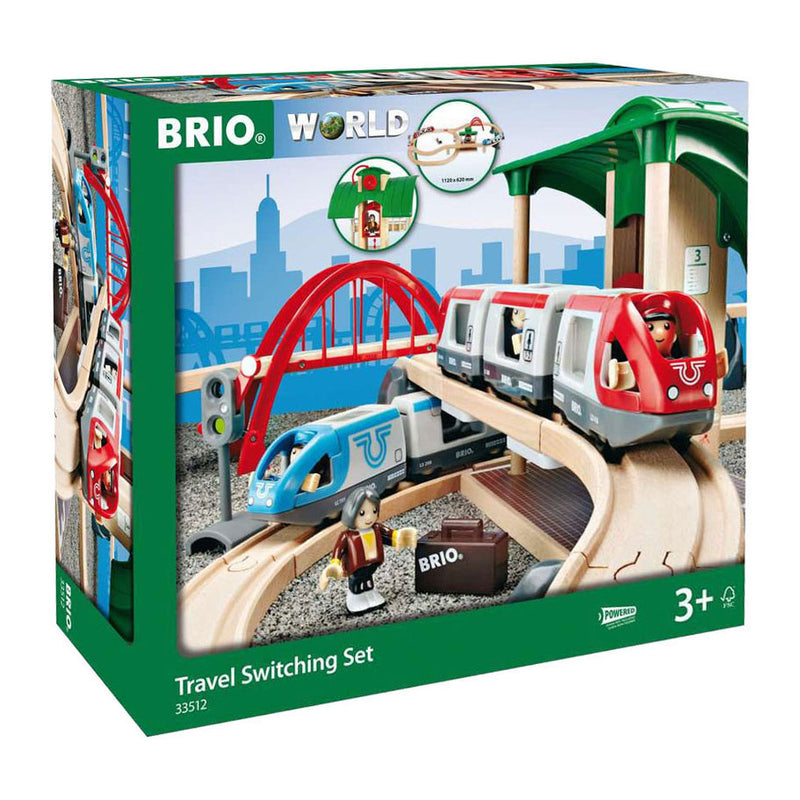 Afbeelding laden in galerijviewer, Brio treinset met perron en twee treinen - 42dlg.
