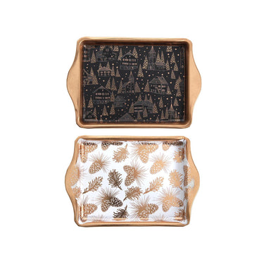 Svenska living koffie tray 21x14x2cm zwart goud en wit goud 2 assorti