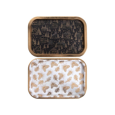 Svenska living dienblad 34x23x1,5cm zwart goud en wit goud 2 assorti metaal