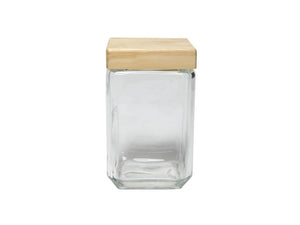 Kitchen tools voorraadpot glas met houten deksel 11x11xh18,5cm 1,7l