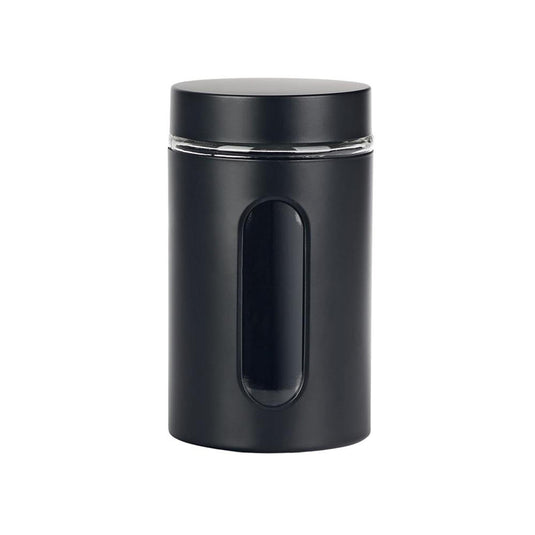 Kitchen tools voorraadpot venster zwart mat 10x10x18cm 900ml glas