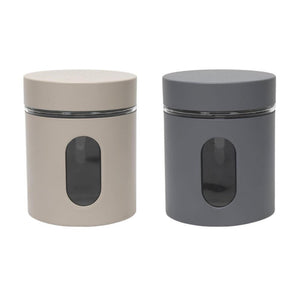 Kitchen tools voorraadpot venster zand of licht grijs mat 10x10x12.5cm 600ml