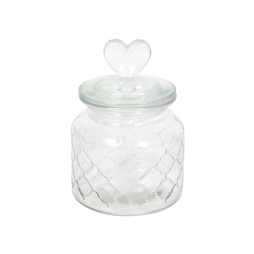 Voorraadpot glas hart 10,5x17cm