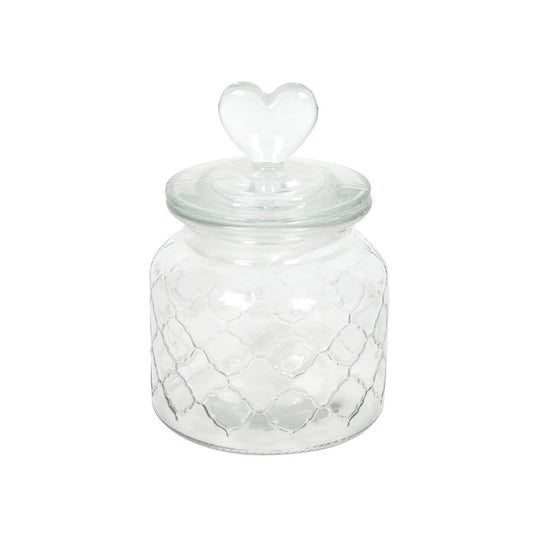 Voorraadpot glas hart 10,5x17cm