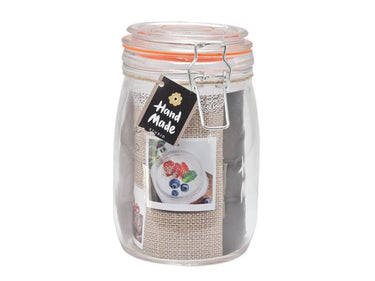 Kitchen tools weckpot 1000ml 10,5x17cm met oranje siliconen ring