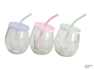 Beker ovaal 400ml met rietje