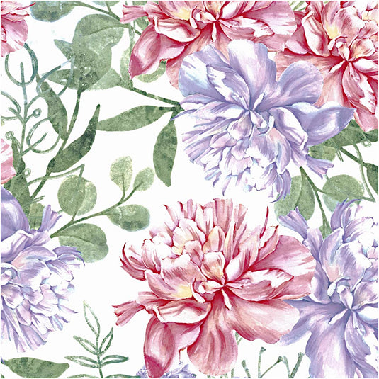 Servetten, pioenrozen, afm 33x33 cm, 20 stuk 1 doos