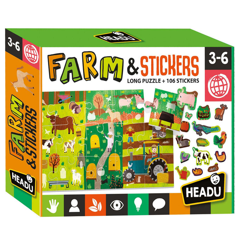 Load image into Gallery viewer, Headu Legpuzzel Boerderij met Herbruikbare Stickers
