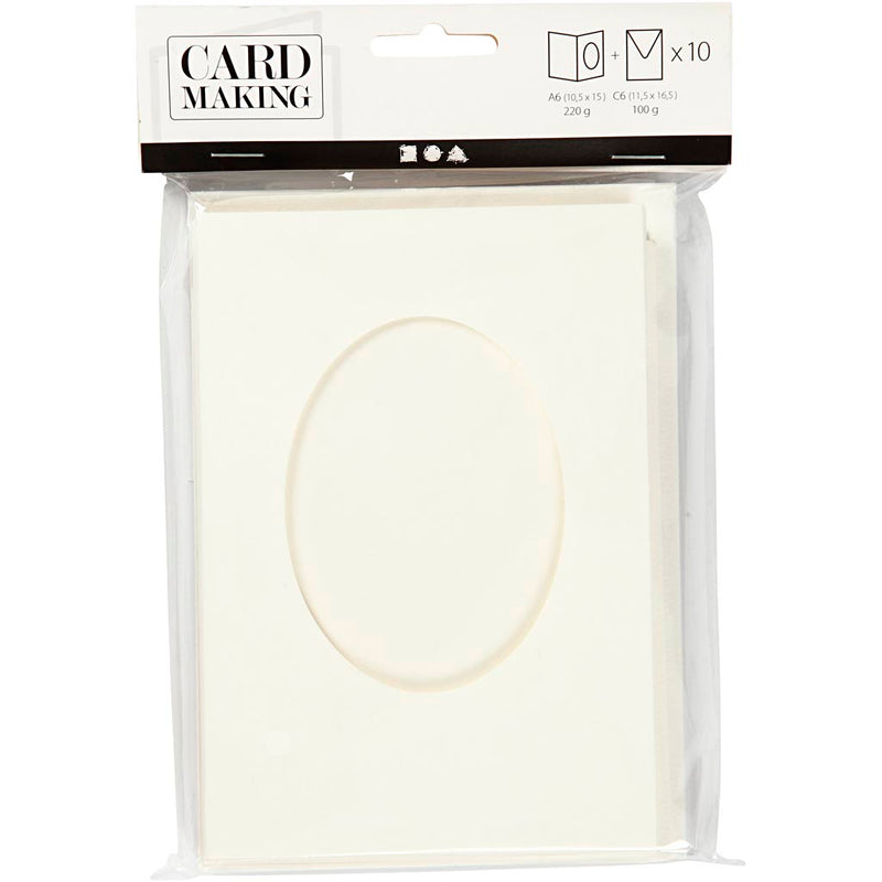 Load image into Gallery viewer, Https: www.cchobby.nl passepartout-kaarten-ovaal-afmeting-kaart-10-5x15-cm-afmeting-envelop-11-5x16-5-cm-off-white-10-set-1-doos
