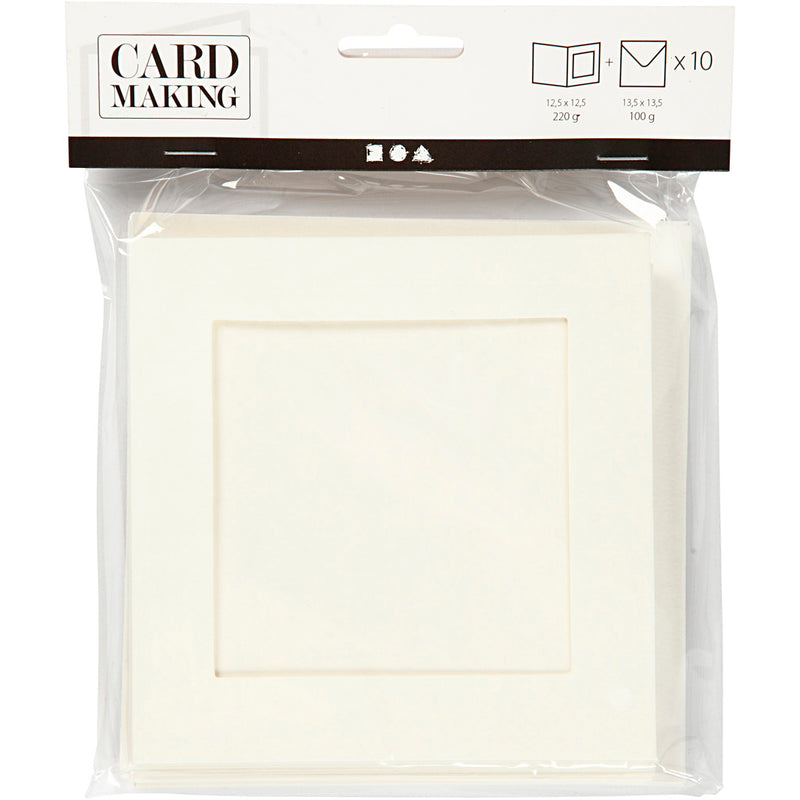 Load image into Gallery viewer, Https: www.cchobby.nl passepartout-kaarten-afmeting-kaart-12-5x12-5-cm-afmeting-envelop-13-5x13-5-cm-off-white-10-set-1-doos
