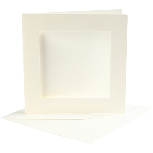 Passepartout kaarten, afmeting kaart 12,5x12,5 cm, afmeting envelop 13,5x13,5 cm, off-white, 10 set 1 doos