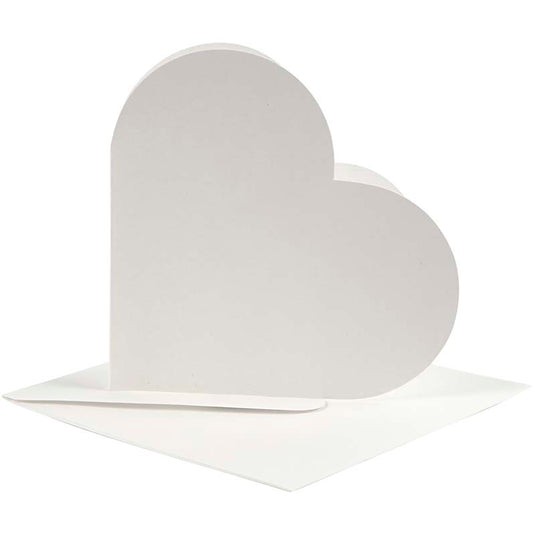 Hartvormige kaarten, afmeting kaart 12,5x12,5 cm, afmeting envelop 13,5x13,5 cm, off-white, 10 set 1 doos