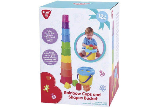 Playgo - stapelbekers en vormenstoof in regenboog kleuren