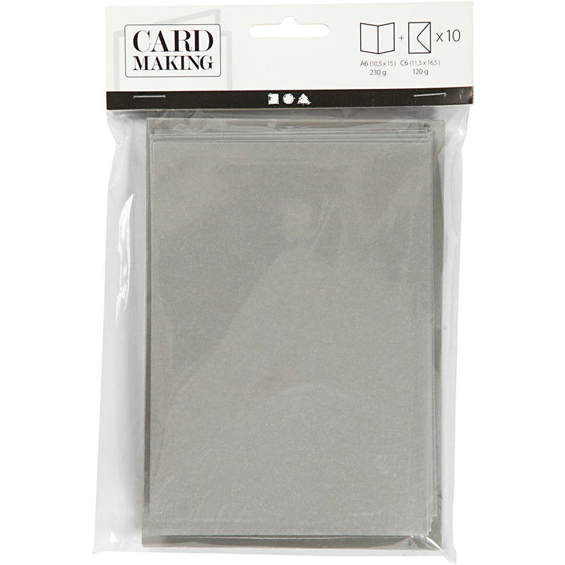 Load image into Gallery viewer, Https: www.cchobby.nl parelmoer-kaarten-en-enveloppen-afmeting-kaart-10-5x15-cm-afmeting-envelop-11-5x16-5-cm-zilver-10-set-1-doos
