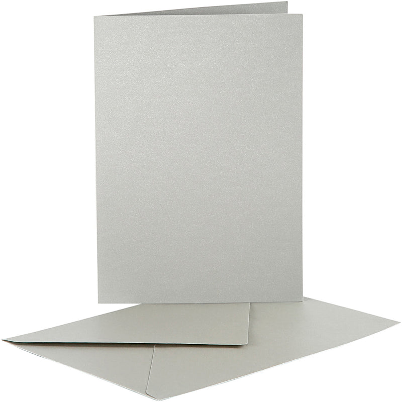 Load image into Gallery viewer, Https: www.cchobby.nl parelmoer-kaarten-en-enveloppen-afmeting-kaart-10-5x15-cm-afmeting-envelop-11-5x16-5-cm-zilver-10-set-1-doos
