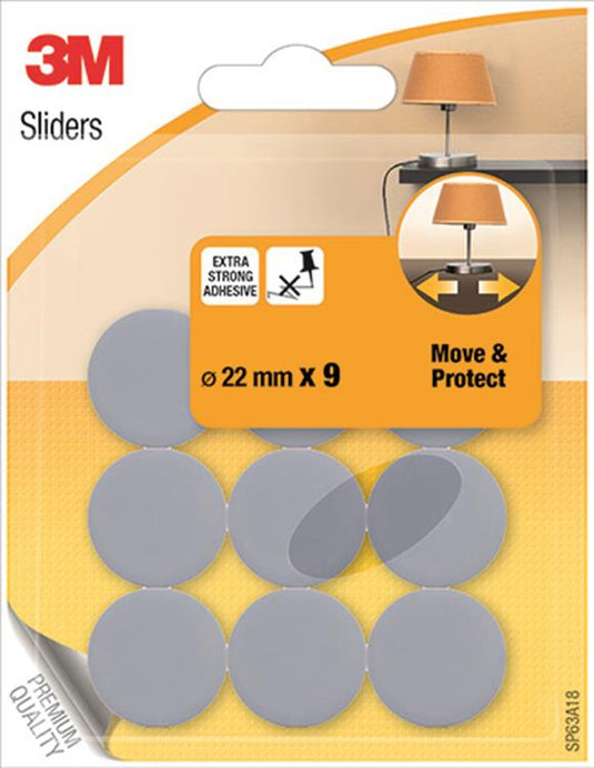 3m 1053576 - meubelgl move protect grijs - 22mm - 9 st | 24 stuks