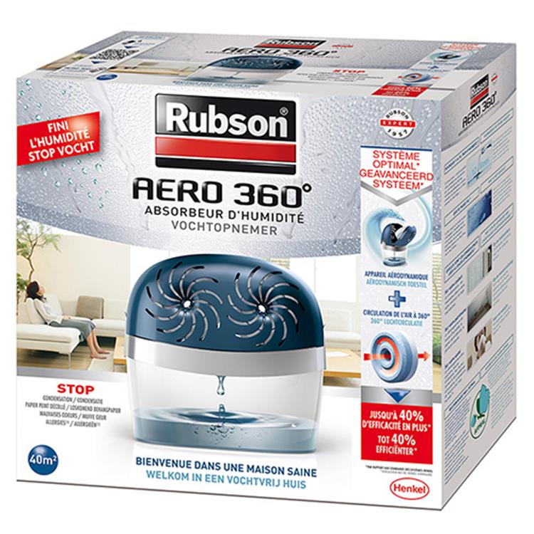 Afbeelding laden in galerijviewer, Rubson vochtopnemer aero360 toestel 40m2 | luchtontvochtiger toestel | vochtvanger badkamer | binnenhuis badkamer
