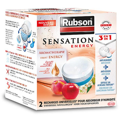 Rubson navullingen sensation fruit 2x 300 g box vochtopnemer toestel | vochtvanger | met sensation fruit geur
