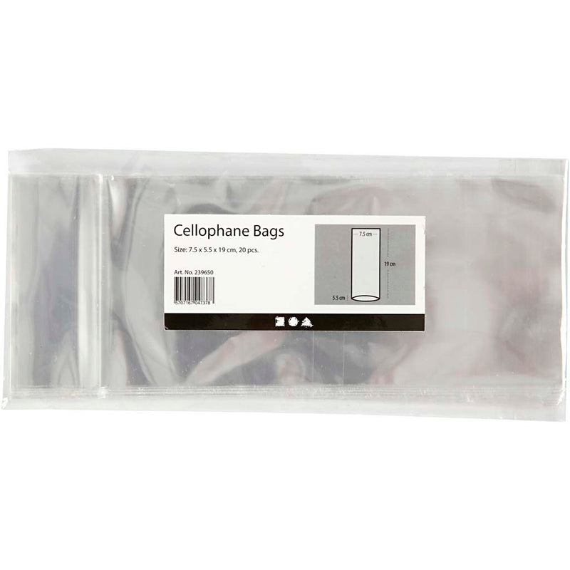 Load image into Gallery viewer, Https: www.cchobby.nl cellofaan-zak-h-19-cm-afm-7-5x5-5-cm-dikte-25-my-20-stuk-1-doos

