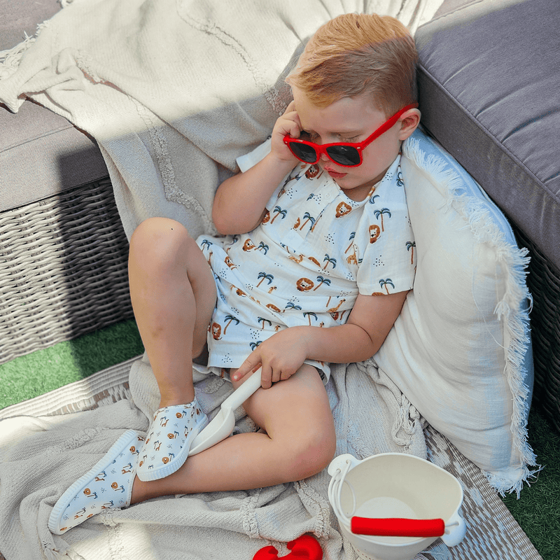 Load image into Gallery viewer, Jungle | meerkleurig jongens set strand - muslin
