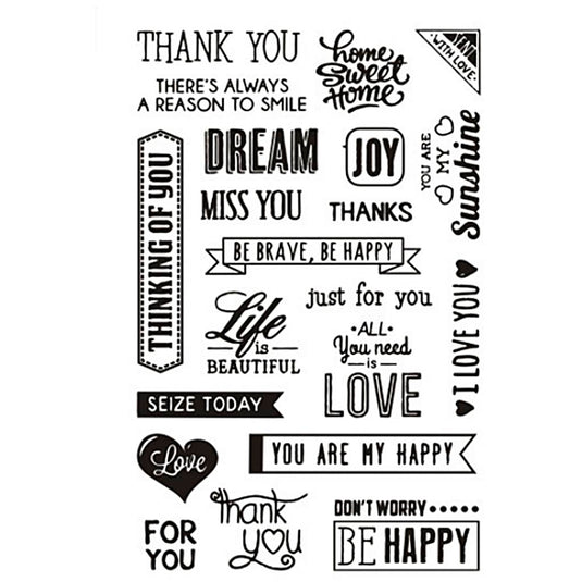 Creativ company silicone stempels, engelse tekst, vel 11x15,5 cm, 1 vel