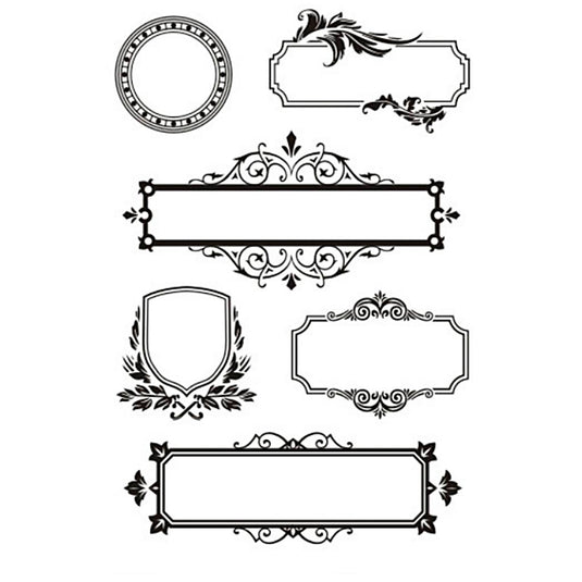 Silicone stempels, lijsten met ornamenten, vel 11x15,5 cm, 1 vel