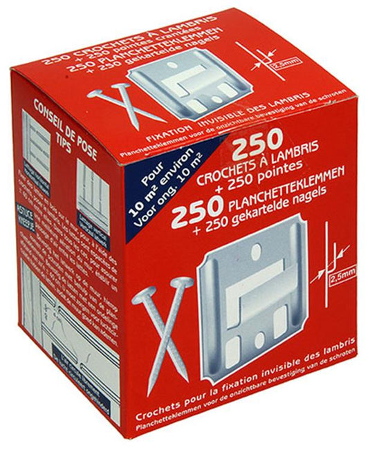 1014284 - 250 planchetteklemmen met nagels 2,5mm | 5 stuks