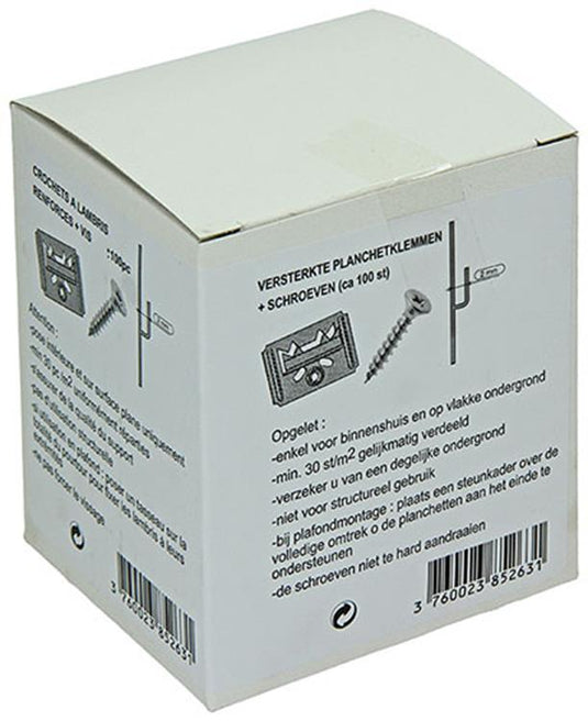 1004670 - 100 verst. planchetteklemen met schroeven 2mm | 10 stuks