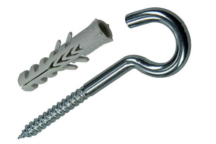Afbeelding laden in galerijviewer, Celo 1015385 - 5 nylon pluggen f 8 mm + schroefhaken 502623 | 5 stuks
