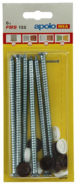 Celo 1015420 - 6 raamschroeven fsb 132mm + afdekkapjes 502720 | 5 stuks