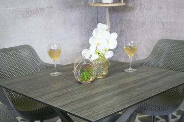 Sens tuintafel jasper 80x80cm kunststof donker grijs