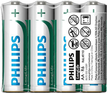 Philips batterij longlife tr-battery r6 4pcs. longlife mignon